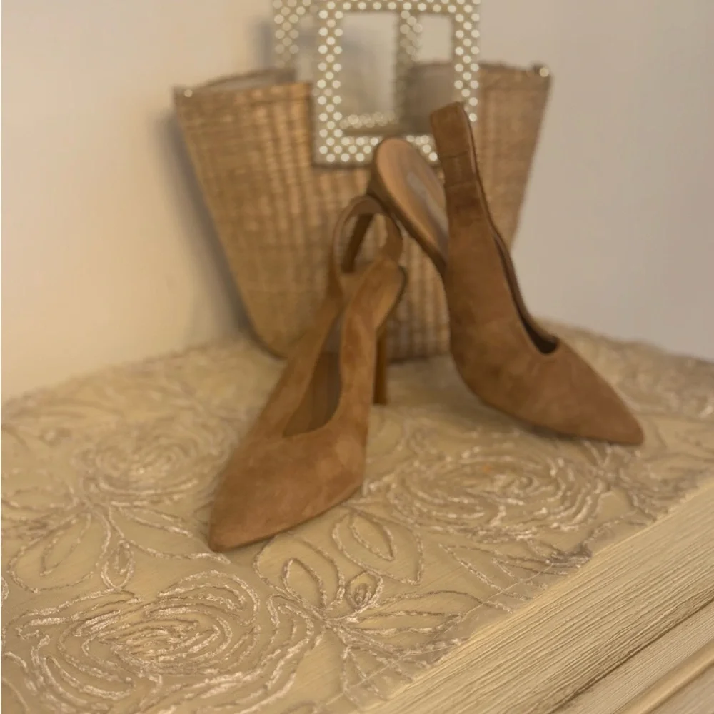 Mango Taupe women’s Suede Slingback stiletto